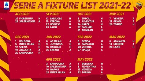 as roma fixtures 22/23